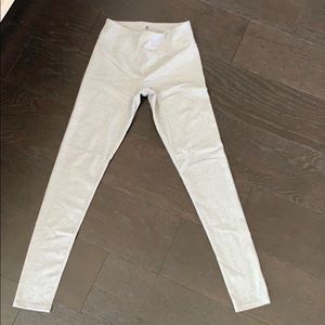 Grey white striped leggings